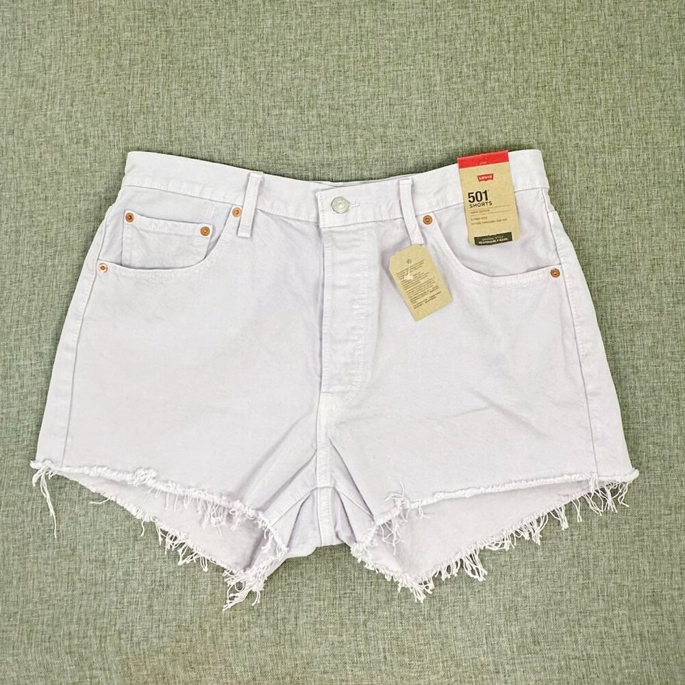 NEW! Levi's 501 High Rise Shorts‎ Light Lilac Cut Offs MSRP: $59.50 100% Cotton